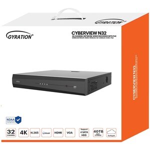 Gyration 32-Channel Network Video Recorder With PoE - 16 TB HDD - Network Video Recorder - HDMI - 4K Recording