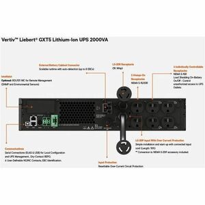 Vertiv Liebert GXT5 Lithium-Ion UPS 2000VA/1800W 120V Online - Doble Conversión - 2U Rack/Torre - 1 toma NEMA L5-20R y 6 N