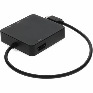 AddOn 8in USB C Male to USB C 3.1, HDMI 4K, USB A 3.1 Gen 2, and RJ-45 Female Black Hub - This is a 8in USB-C Male to USB 