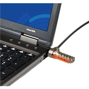 Port Cable Lock For Notebook, Desktop Computer, Monitor, Projector - 1.80 m Cable - 4-digit - Combination Lock - Dark Smok