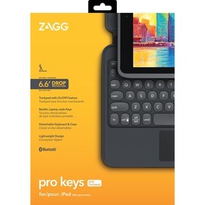 Tastiera ZAGG Pro KeysCon cavo/wireless Connettività - Proprietario Interfaccia - TouchPad - Italiano - Nero, Grigio - Blu