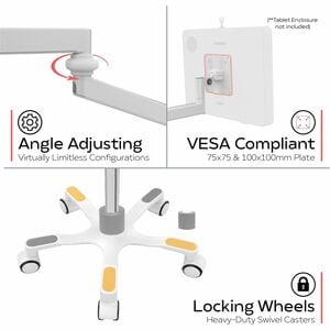 CTA Digital Medical VESA Compatible Articulating Arm Rolling Floor Stand - 33 lb Load Capacity - Floor - Metal