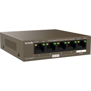 Tenda TEG1105PD 5-Port Gigabit PD Switch With 4-Port PoE - 5 Ports - Gigabit Ethernet - 10/100/1000Base-T - 2 Layer Suppor
