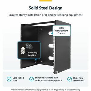 StarTech.com 10U Wall Mount Rack, 14in Deep, 19 inch Wall Mount Network Rack, Wall Mounting Patch Panel Bracket for Switch