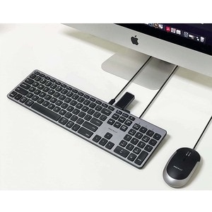 Macally UCZKEYHUBACSG Keyboard - Cable Connectivity - USB Type A, USB Type C Interface - 107 Key(s) - ChromeOS - PC, Mac -