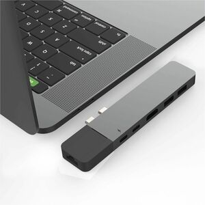 HyperDrive NET GN28N-GRAY 6 Port(s) Dual USB Type C Docking Station for MacBook - Space Gray - 4K @30Hz - 3840 x 2160 - 4 