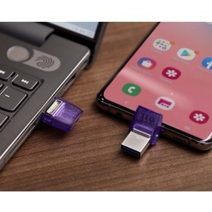 Kingston DataTraveler microDuo 3C DTDUO3CG3 64 GB USB 3.2 (Gen 1) Type C Flash Drive - Purple - 200 MB/s Read Speed - 5 Ye
