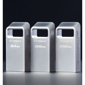 Kingston DataTraveler Micro DTMC3G2 128 GB USB 3.2 (Gen 1) Type A Flash Drive - Silver - 200 MB/s Read Speed