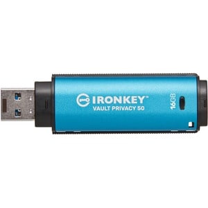 IronKey Vault Privacy 50 Series IKVP50 16 GB USB 3.2 (Gen 1) Type A Flash Drive - Blue - 256-bit AES - TAA Compliant - 250