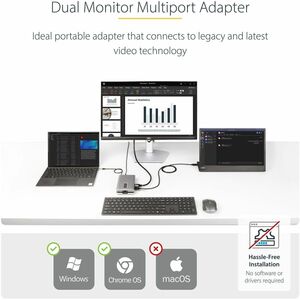 StarTech.com Adaptateur Multiport USB C - Station d'Accueil USB C avec Sortie Vidéo DP Alt Mode/4K HDMI 2.0/VGA, 100W PD P
