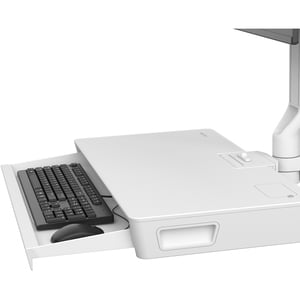 Keyboard & Monitor Mount Combo System with Worksurface (White)