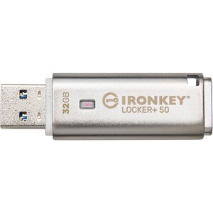 IronKey IKLP50 32 GB USB 3.2 (Gen 1) Type A Flash Drive - Silver - XTS-AES, 256-bit AES - TAA Compliant - 145 MB/s Read Sp