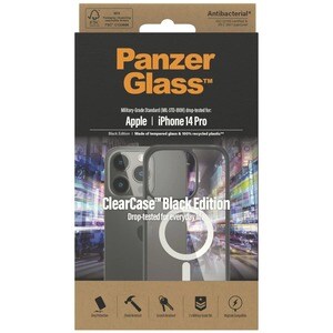 PanzerGlass ClearCase Case for Apple iPhone 14 Pro Smartphone - Black - Bacterial Resistant, Drop Resistant, Scratch Resis