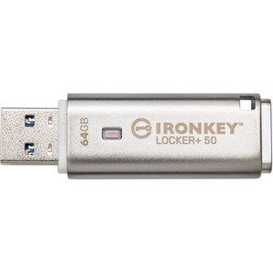 IronKey IKLP50 64 GB USB 3.2 (Gen 1) Type A Flash Drive - Silver - XTS-AES, 256-bit AES - TAA Compliant - 145 MB/s Read Sp