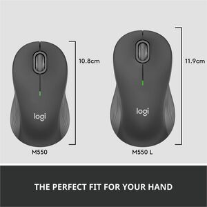 Logitech Signature M550 L Full Size Wireless Mouse - For Large Sized Hands, 2-Year Battery, Silent Clicks, Bluetooth, Grap