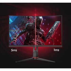 AOC C24G2AE 24" Class Full HD Curved Screen Gaming LCD Monitor - 16:9 - Black Red - 59.9 cm (23.6") Viewable - Vertical Al