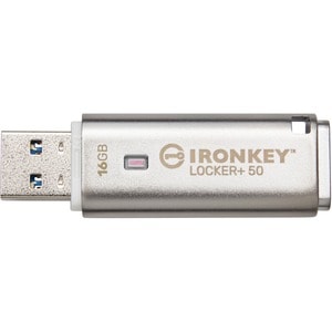 IronKey Locker+ 50 USB Flash Drive - 16 GB - USB 3.2 (Gen 1) Type A - 145 MB/s Read Speed - 115 MB/s Write Speed - Silver 