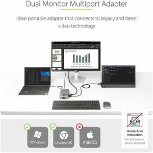 StarTech.com Docking Station - for Notebook, Smartphone, Tablet - 100 W - USB 3.2 (Gen 2) Type C - 2 Displays Supported - 
