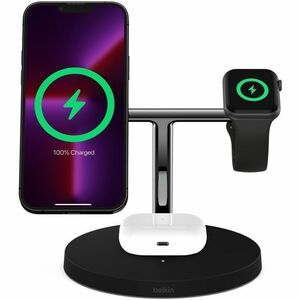 Belkin BoostCharge Pro Induktionsladegerät - Schwarz - für Smartwatch, iPhone, AirPod, Kopfhörer - MagSafe-Technologie, Ma