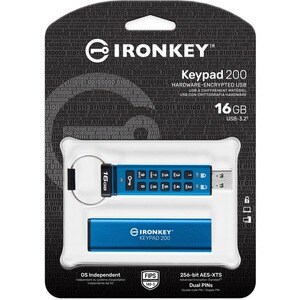 Lecteur flash IronKey Keypad 200 IKKP200 - 16 Go - USB 3.2 (Gen 1) Type A - XTS-AES - 145 Mo/s Read Speed - 115 Mo/s Write