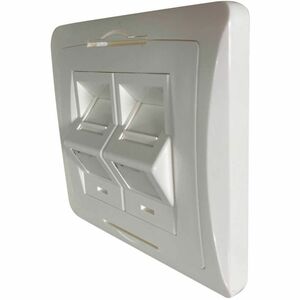 Eaton Tripp Lite Series 2-Port UK-Style Wall Plate, Unloaded Shuttered Angled Module, White, TAA - 2 x Total Number of Soc