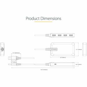 StarTech.com 4-Port USB Hub, USB 3.0 5Gbps, Bus Powered, USB-A to 4xA w/ Optional Auxiliary Power, Portable Laptop USB Hub