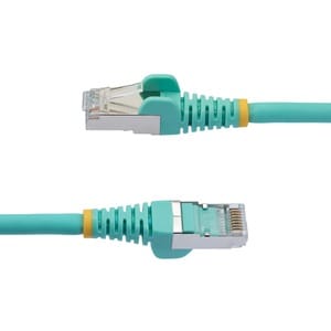 StarTech.com 7.5m CAT6a Ethernet Cable, Aqua Low Smoke Zero Halogen (LSZH) 10 GbE 100W PoE S/FTP Snagless RJ-45 Network Pa