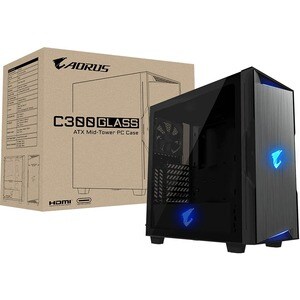 Aorus C300 GLASS Computer Case - Micro ATX, ATX Motherboard Supported - Mid-tower - Steel, Plastic, Tempered Glass - Black