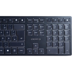 CHERRY KW 9100 SLIM Keyboard - Wireless Connectivity - Pan-Nordic - Black, Silver - Scissors Keyswitch - Bluetooth/RF - 4 