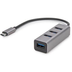 Rocstor Premium Portable 4 Port Aluminum Hub - USB-C to 4x USB-A Hub - USB 3.0 Hub - Bus Powered - USB C to USB Type-A Hub