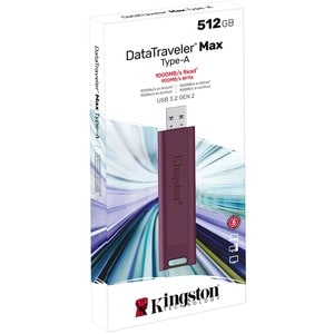 Kingston DataTraveler Max DTMAXA 512 GB USB 3.2 (Gen 2) Type A Flash Drive - Red - 1000 MB/s Read Speed - 900 MB/s Write S