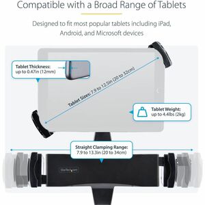 StarTech.com VESA Mount Adapter for Tablets 7.9 to 12.5in, Up to 2kg /4.4lb, 75x75/100x100, Universal Anti-Theft Tablet VE