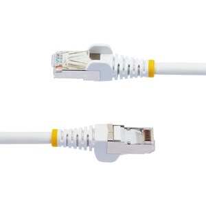 StarTech.com 50cm CAT6a Ethernet Cable, White Low Smoke Zero Halogen (LSZH) 10 GbE 100W PoE S/FTP Snagless RJ-45 Network P