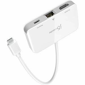 j5create JCA351-N USB Type C Docking Station for Notebook/Tablet/Smartphone/Projector/Monitor - Charging Capability - Whit