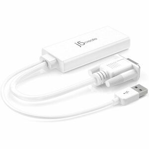 j5create JDA214 A/V Adapter - 1x 15pin HD-15 VGA - Male, 1x USB Type A - Male - 1x 19-pin HDMI Digital Audio/Video -Female