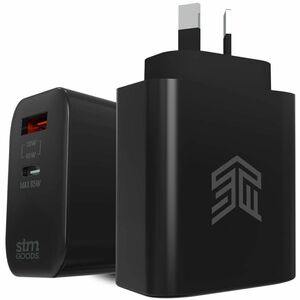 STM Goods 65W Dual Port (USB-C & USB-A) Power Adapter (AUNZ) - black - 65 W - New Zealand - Black