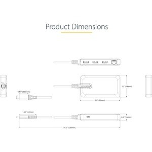 StarTech.com USB/Ethernet-Hub - USB 3.2 (Gen 1) Typ C - Tragbar - Grau - UASP-Support - 3 Total USB Port(s)1 Netzwerk (RJ-