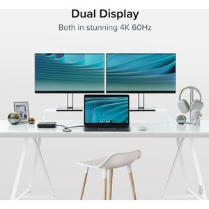 Plugable 7-in-1 USB C Docking Station Dual Monitor - Dual HDMI Dock is Compatible with Mac and Windows - Travel Dock USB4,