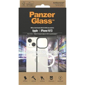 PanzerGlass ClearCase Case for Apple iPhone 14, iPhone 13 Smartphone - Black - Bacterial Resistant, Drop Resistant, Scratc