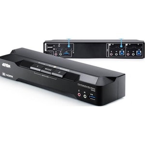 ATEN 2-Port 4K DisplayPort Dual Display Mini-Matrix Boundless KVM Switch - 2 Computer(s) - 1 Local User(s) - 4096 x 2160 -