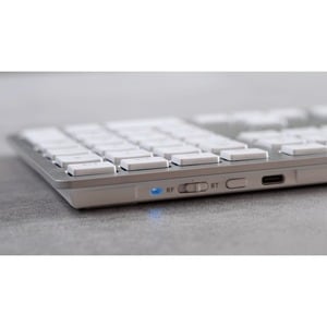 CHERRY Slim KW 9100 Keyboard - Wireless Connectivity - English (US) - Silver - SX Keyswitch - Bluetooth/RF - 4 - 2.40 GHz 
