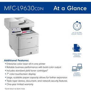Brother Workhorse MFC-L9630CDN Laser Multifunction Printer - Colour - Copier/Fax/Printer/Scanner - 42 ppm Mono/42 ppm Colo