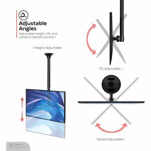 CTA Digital Height-Adjustable Ceiling Mount for Monitors and TVs - 25" to 41" Screen Support - 75 x 75, 100 x 100 - VESA M