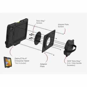 RAM Mounts Roto-Mag Tablet PC Holder - Landscape, Portrait - High Strength Composite - Ergonomic, Hand Strap, Comfortable 