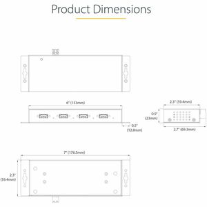 StarTech.com USB Hub - USB 3.2 (Gen 1) Type B - Wall/Desktop/DIN Rail Mountable - Black - 4 Total USB Port(s) - PC