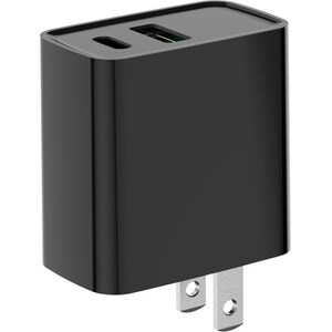 4XEM 20W Dual USB Wall Charger - Black - 1 Pack - 20 W - 120 V AC, 230 V AC Input - 5 V DC/3.40 A, 9 V DC, 12 V DC Output 