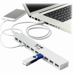 Tripp Lite series U360-010C-2X3 USB Hub - USB 3.0 Micro-B - External - White - 10 Total USB Port(s) - 8 USB 2.0 Port(s) - 