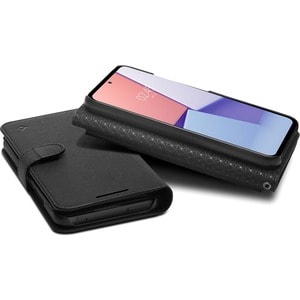 Spigen Carrying Case (Book Fold/Wallet) Samsung Galaxy A54 Smartphone - Black - Scratch Resistant - Hard Plastic, Leathere