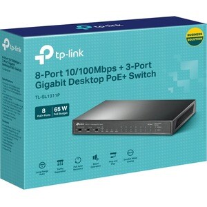 TP-Link TL-SL1311P 10 Ports Ethernet Switch - Fast Ethernet, Gigabit Ethernet - 10/100Base-TX, 1000Base-T, 1000Base-X - 2 