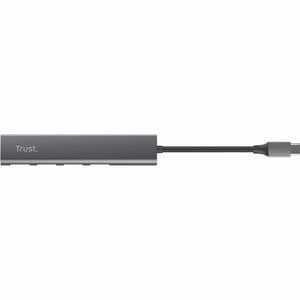 Trust Halyx USB-Hub - USB-Typ C - 640 MB/s - Tastatur, Maus, Kamera, Headset - Desktop - Grau - 4 Total USB Port(s) - iOS,